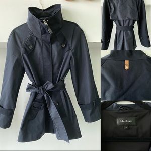 Navy Mackage Rain Jacket with Cinch Belt